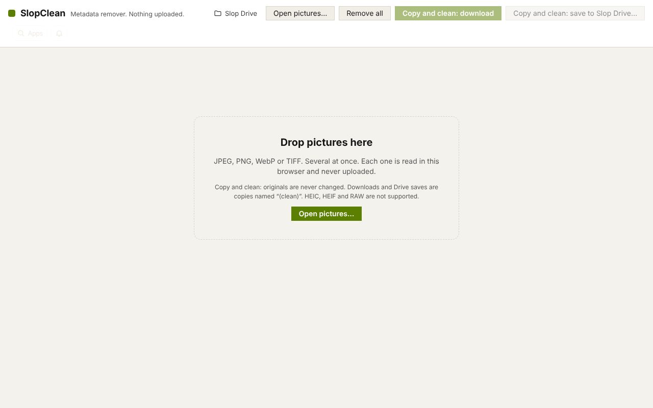 SlopClean open in a browser