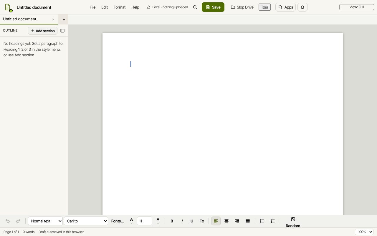 Slop Docs open in a browser
