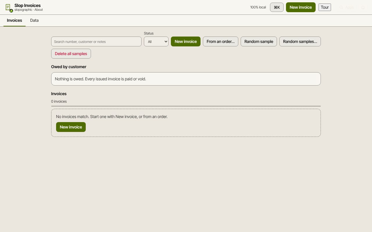 Slop Invoices open in a browser