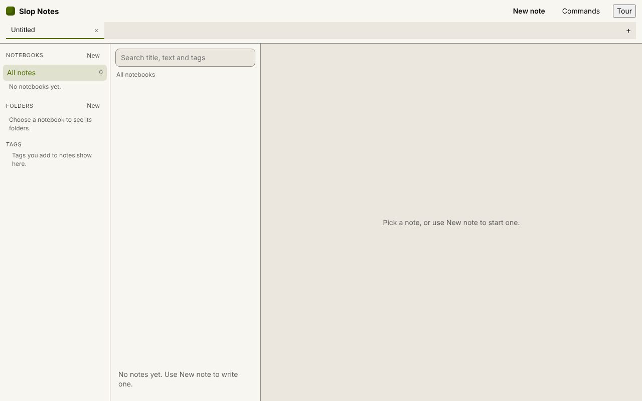 Slop Notes open in a browser