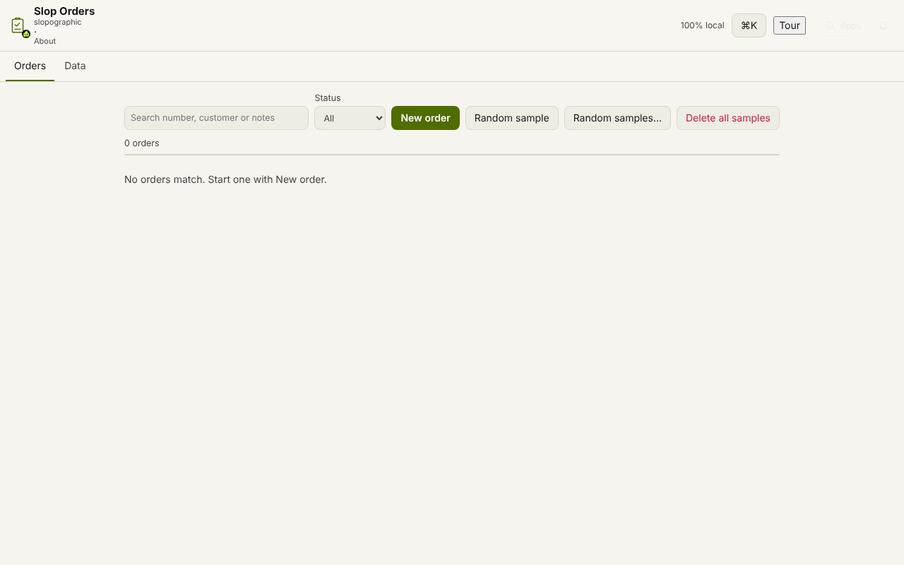 Slop Orders open in a browser