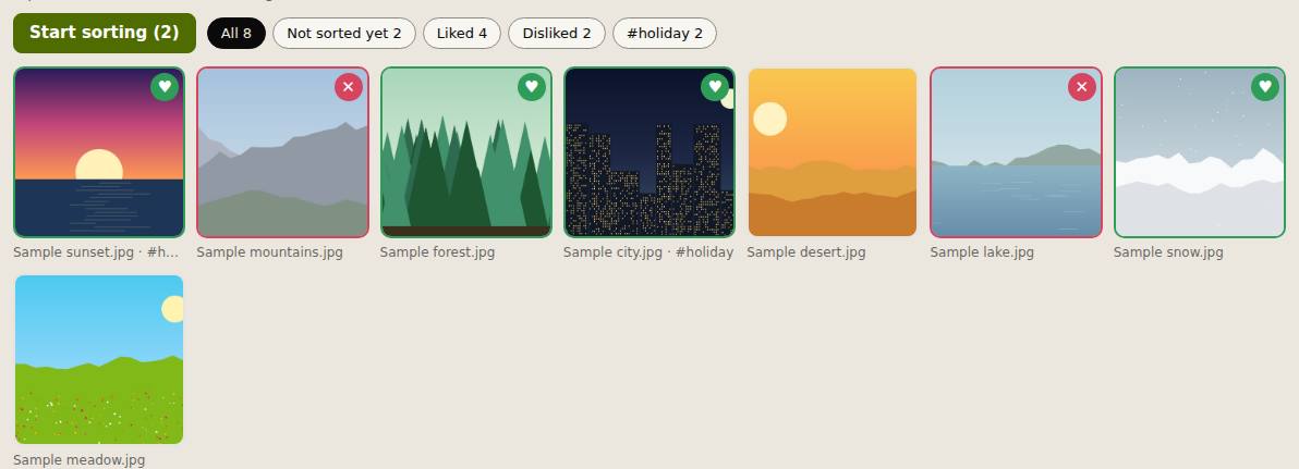 Slop Photo Sorter open in a browser